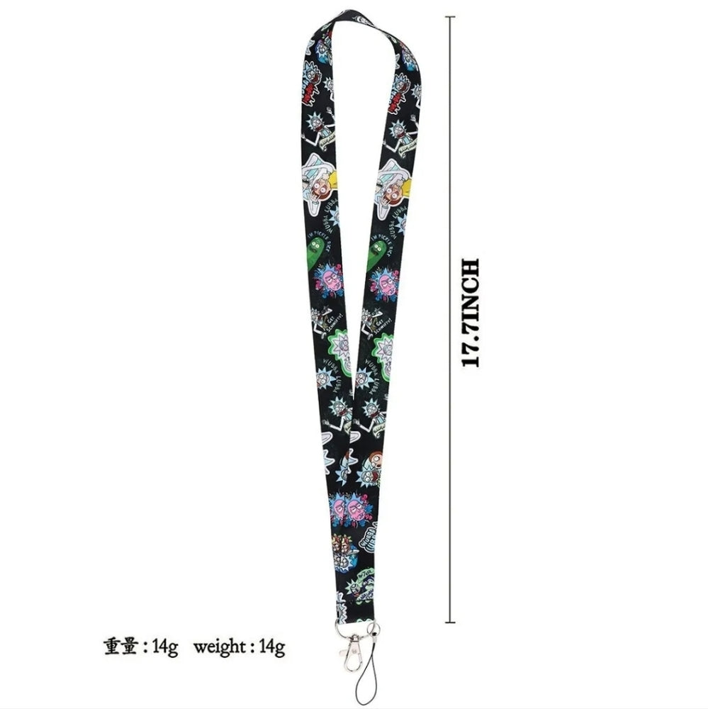 Best Adult Swim Shows Rick & Morty Black Phone Strap Lanyard with metal clip