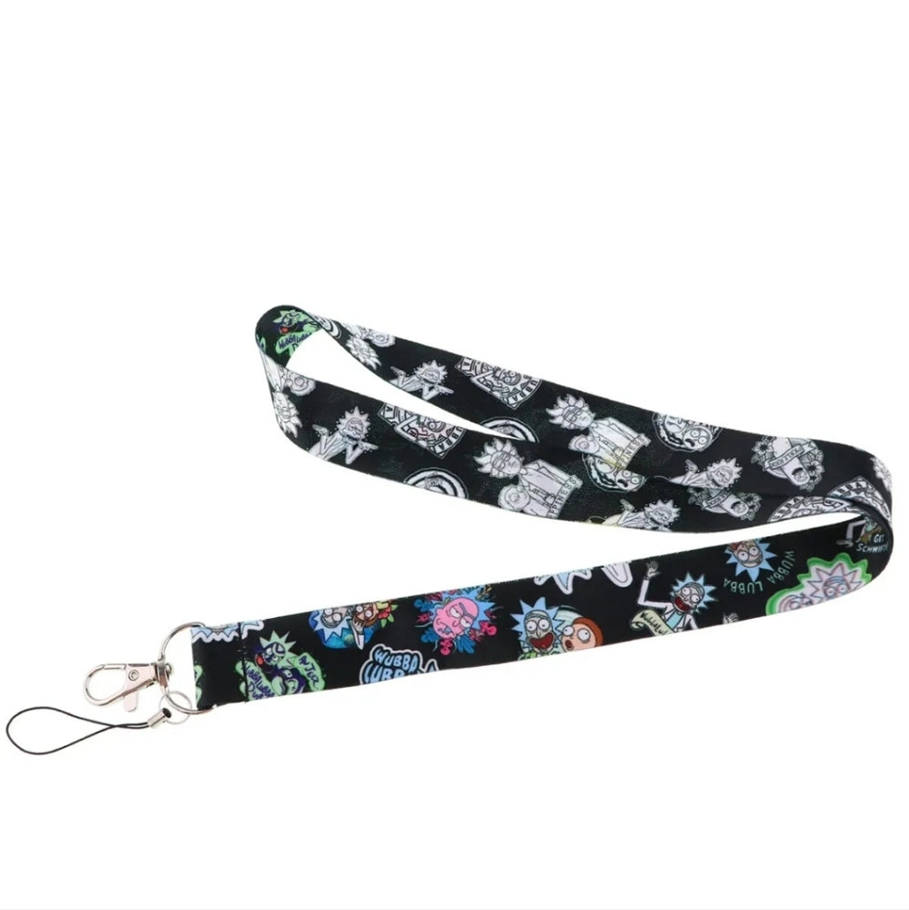 Best Adult Swim Shows Rick & Morty Black Phone Strap Lanyard with metal clip