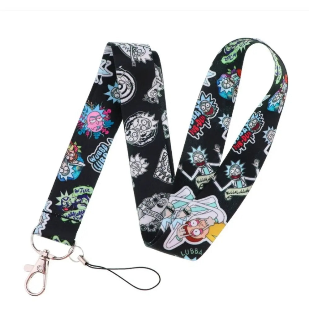 Best Adult Swim Shows Rick & Morty Black Phone Strap Lanyard with metal clip