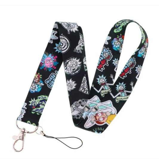 Best Adult Swim Shows Rick & Morty Black Phone Strap Lanyard with metal clip