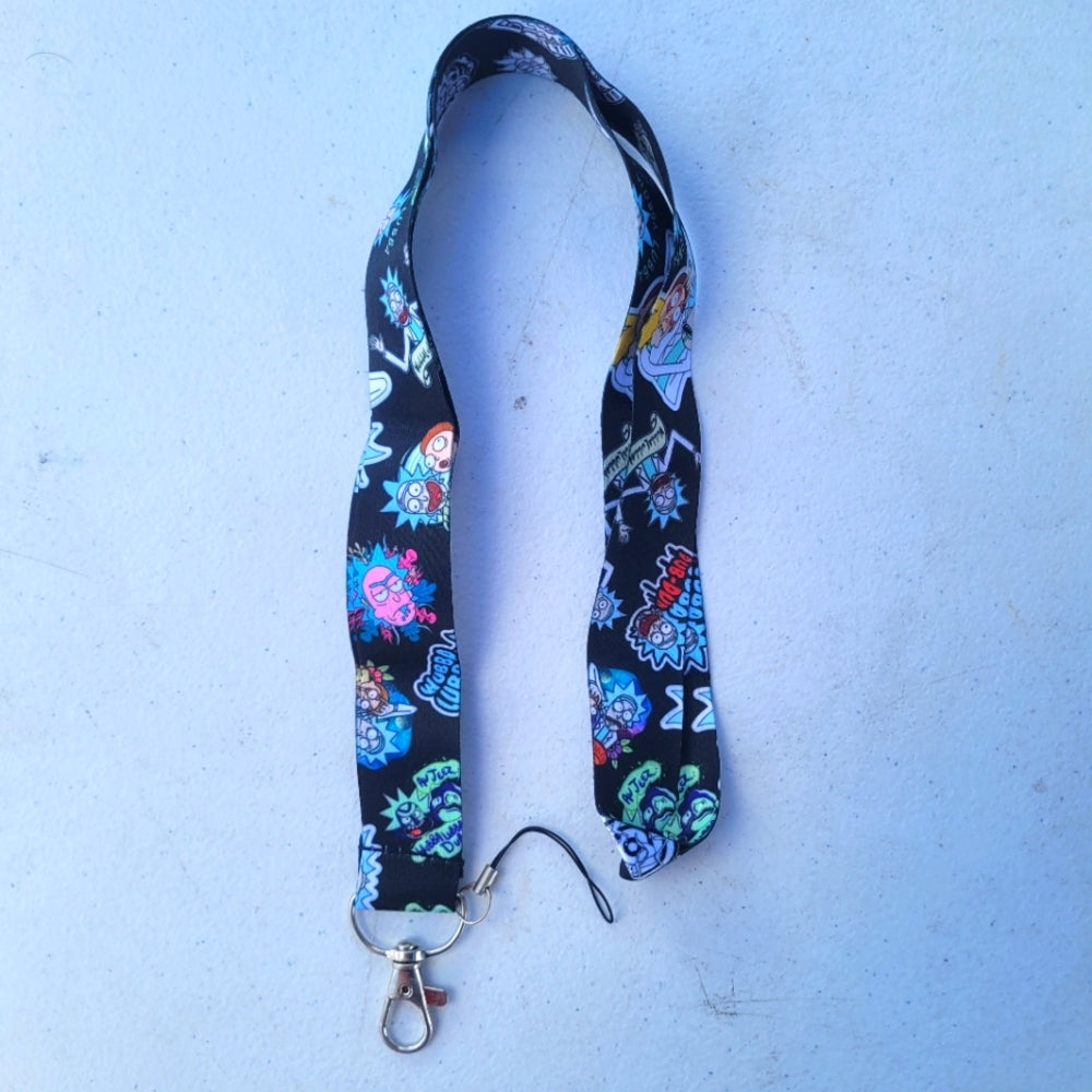 Best Adult Swim Shows Rick & Morty Black Phone Strap Lanyard with metal clip