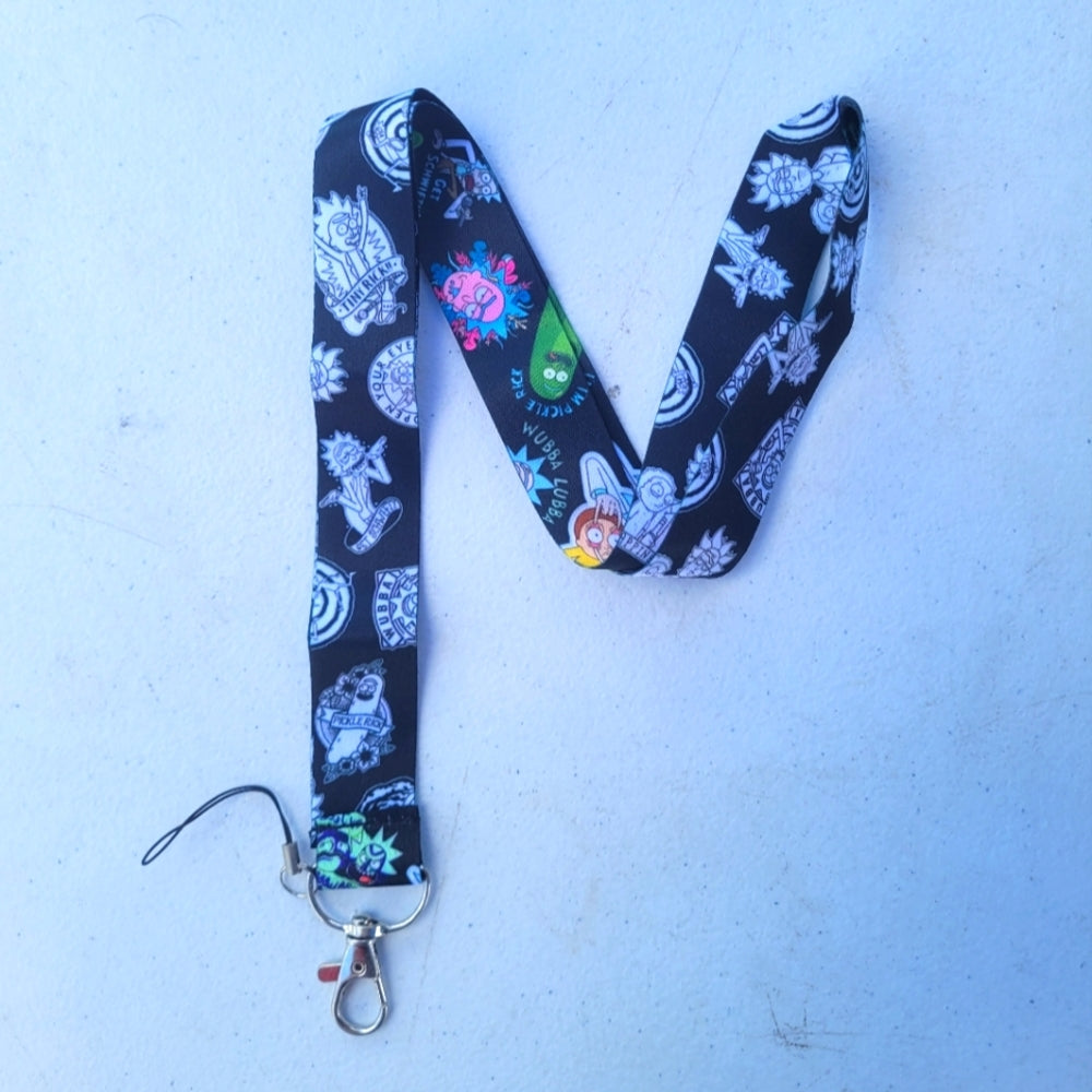 Best Adult Swim Shows Rick & Morty Black Phone Strap Lanyard with metal clip