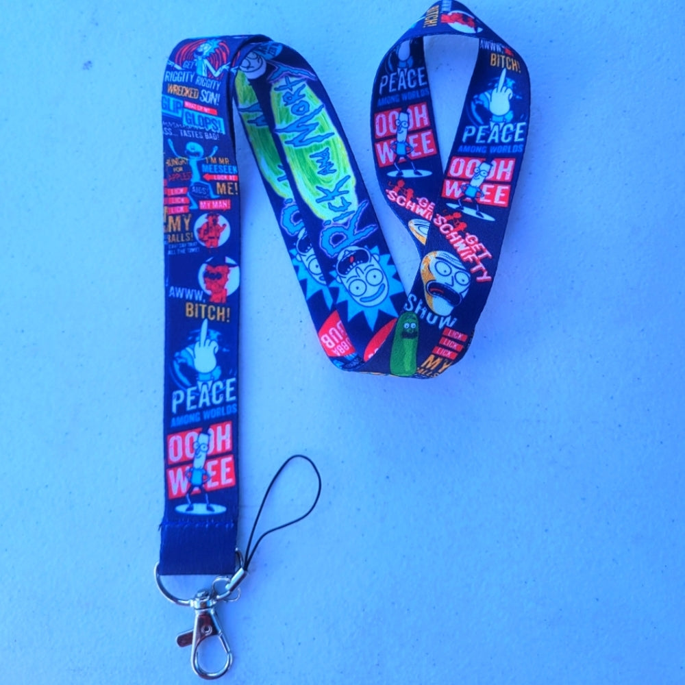 Best Adult Swim Shows Rick & Morty Blue Phone Strap Lanyard with Metal Clip