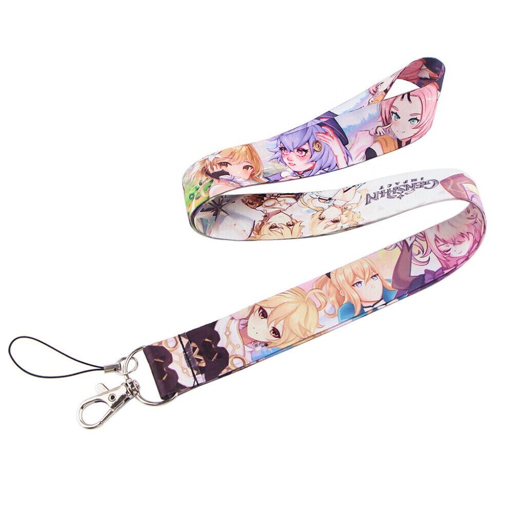 Popular Video Game Genshin Impact Traveler Cream Lanyard and Metal Clip