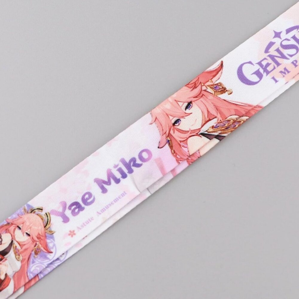 Popular Video Game Genshin Impact Traveler Cream Lanyard and Metal Clip Measure