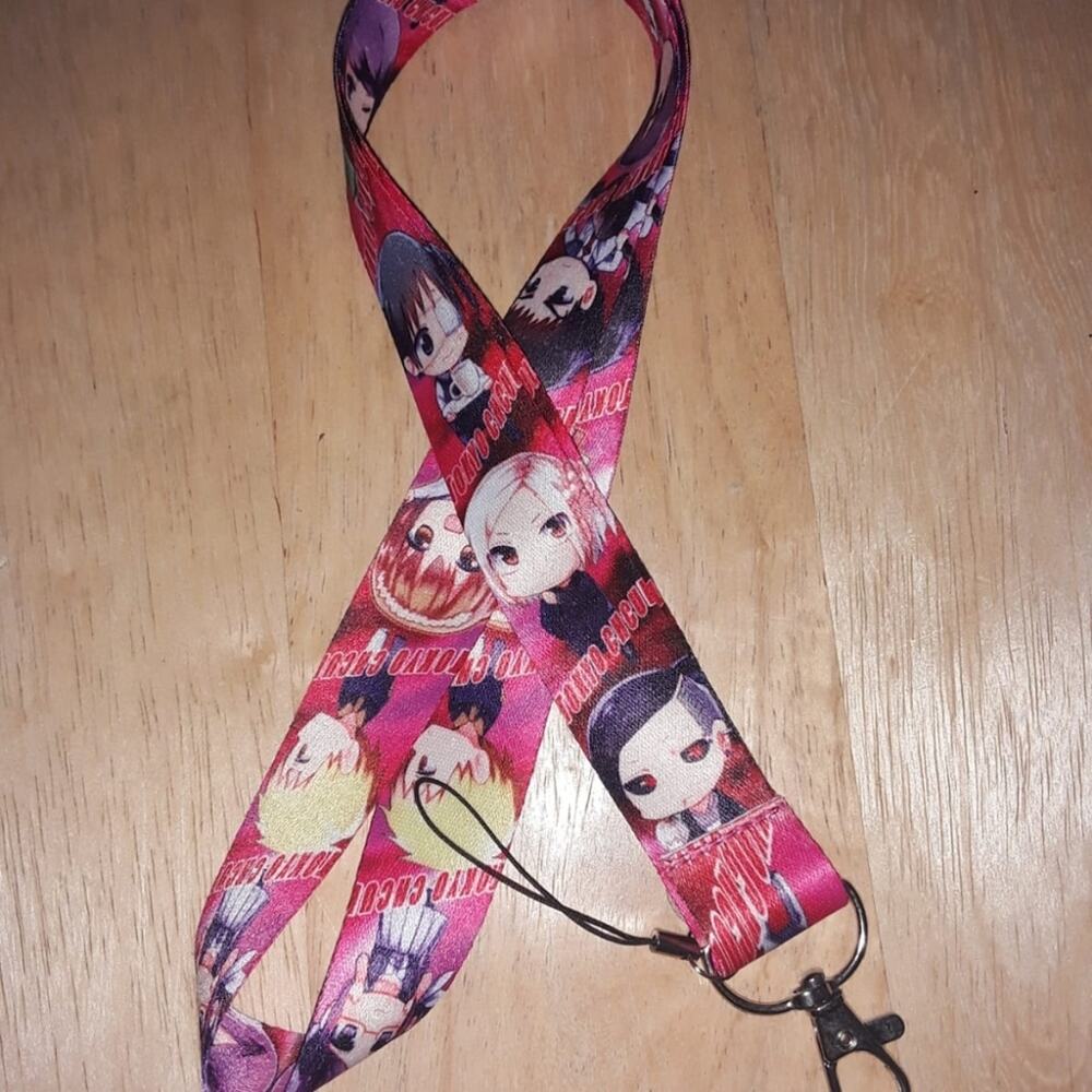O1. Best Japanese Anime Tokyo Ghoul Characters Pink Lanyard with metal clip