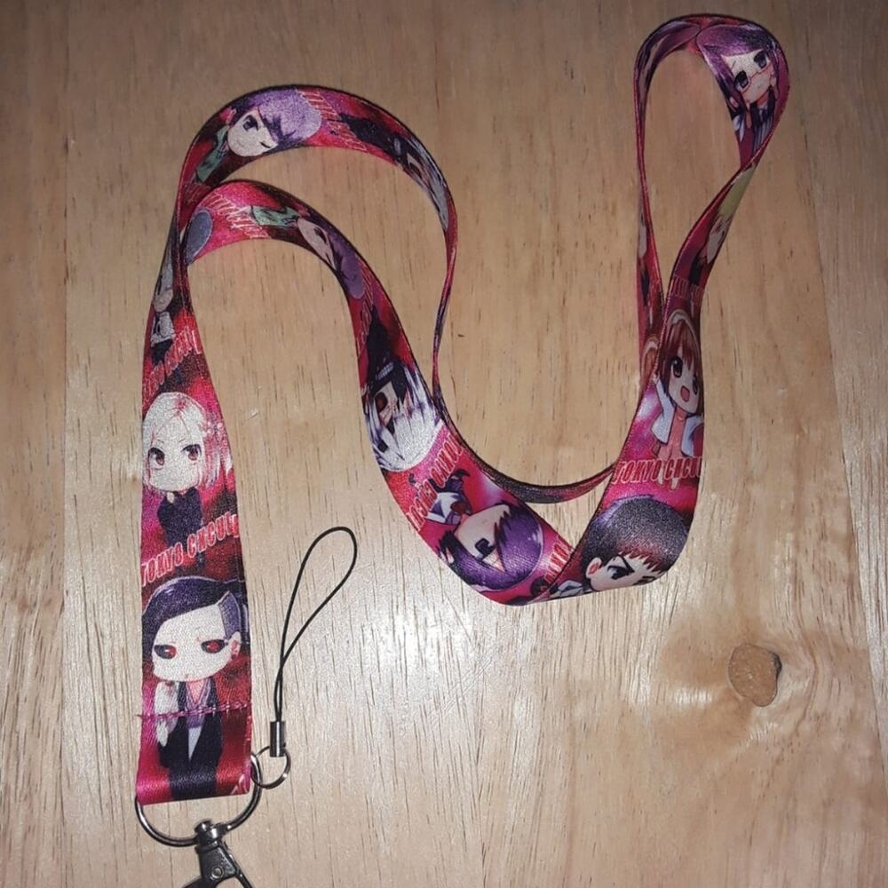 O1. Best Japanese Anime Tokyo Ghoul Characters Pink Lanyard with metal clip