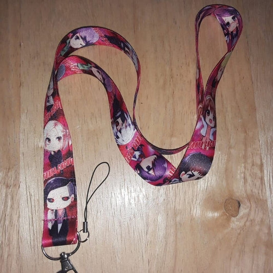 O1. Best Japanese Anime Tokyo Ghoul Characters Pink Lanyard with metal clip