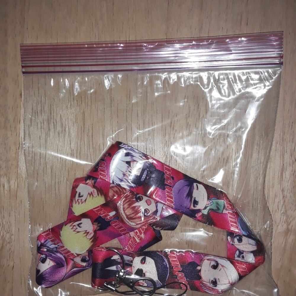 O1. Best Japanese Anime Tokyo Ghoul Characters Pink Lanyard with metal clip