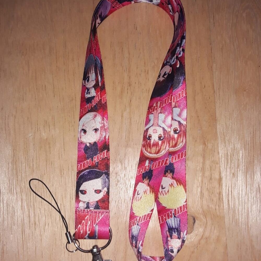 O1. Best Japanese Anime Tokyo Ghoul Characters Pink Lanyard with metal clip