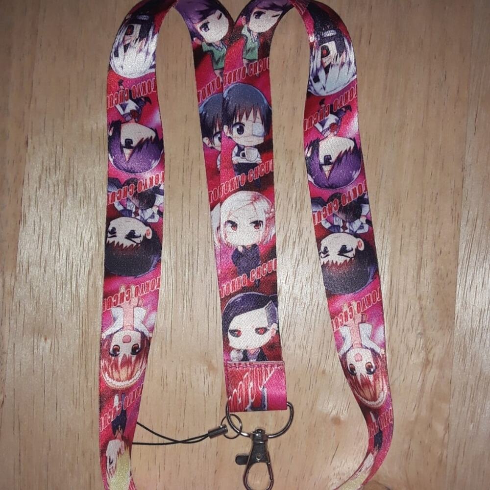 O1. Best Japanese Anime Tokyo Ghoul Characters Pink Lanyard with metal clip