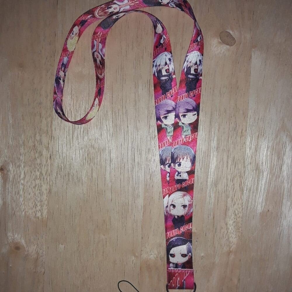 O1. Best Japanese Anime Tokyo Ghoul Characters Pink Lanyard with metal clip